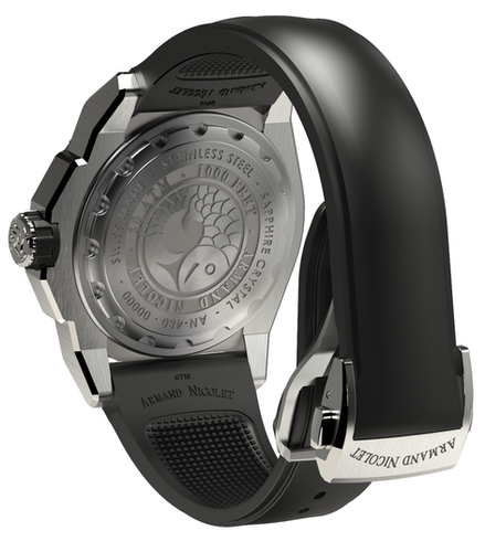 mechanical automatic white watch with black rubber strap