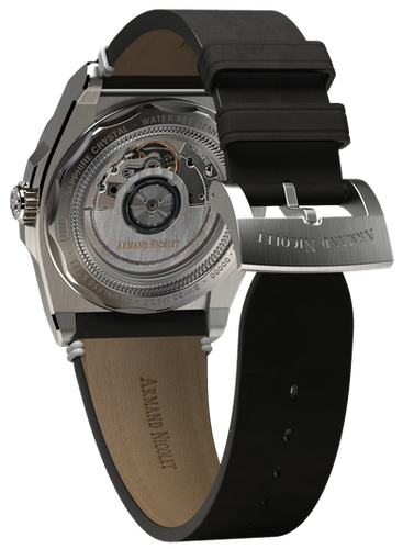 mechanical automagtic black watch with black vintage calf strap