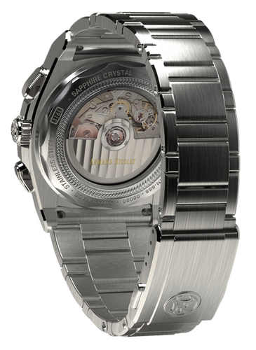 mechanical automatic blue watch with stainless steel bracelet