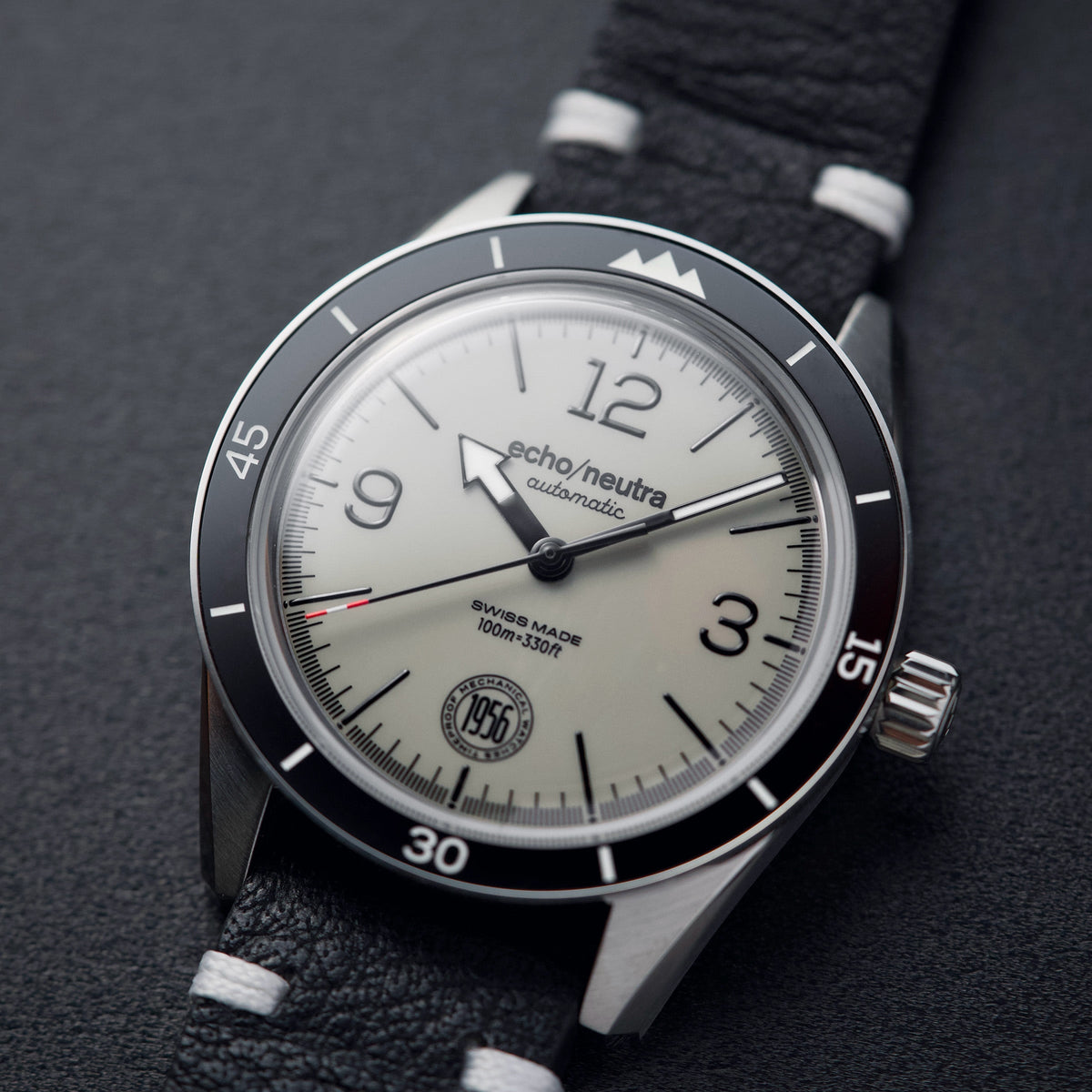 1956 3H Grigio - Tropical in gomma nero / Pelle vintage nera