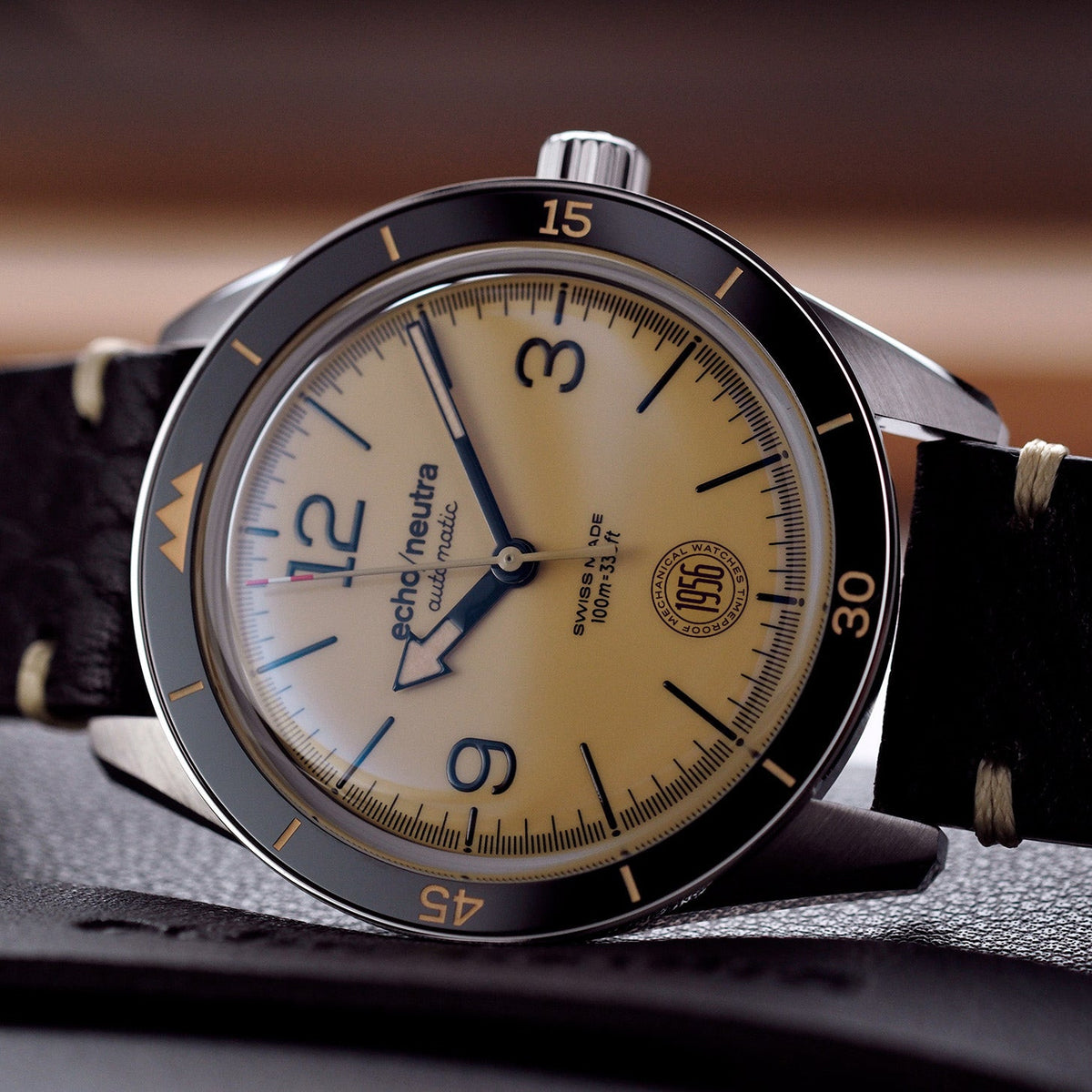 1956 3H Khaki - Tropical in gomma nero / Pelle vintage nera