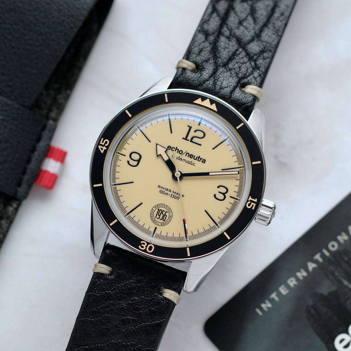 1956 3H Khaki - Tropical in gomma nero / Pelle vintage nera