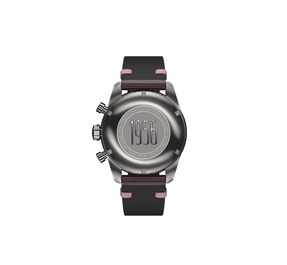 1956 Chrono GMT Purple - Cinturino in pelle di Bufalo Inglese Borgogna / Cinturino Tropical in gomma nera