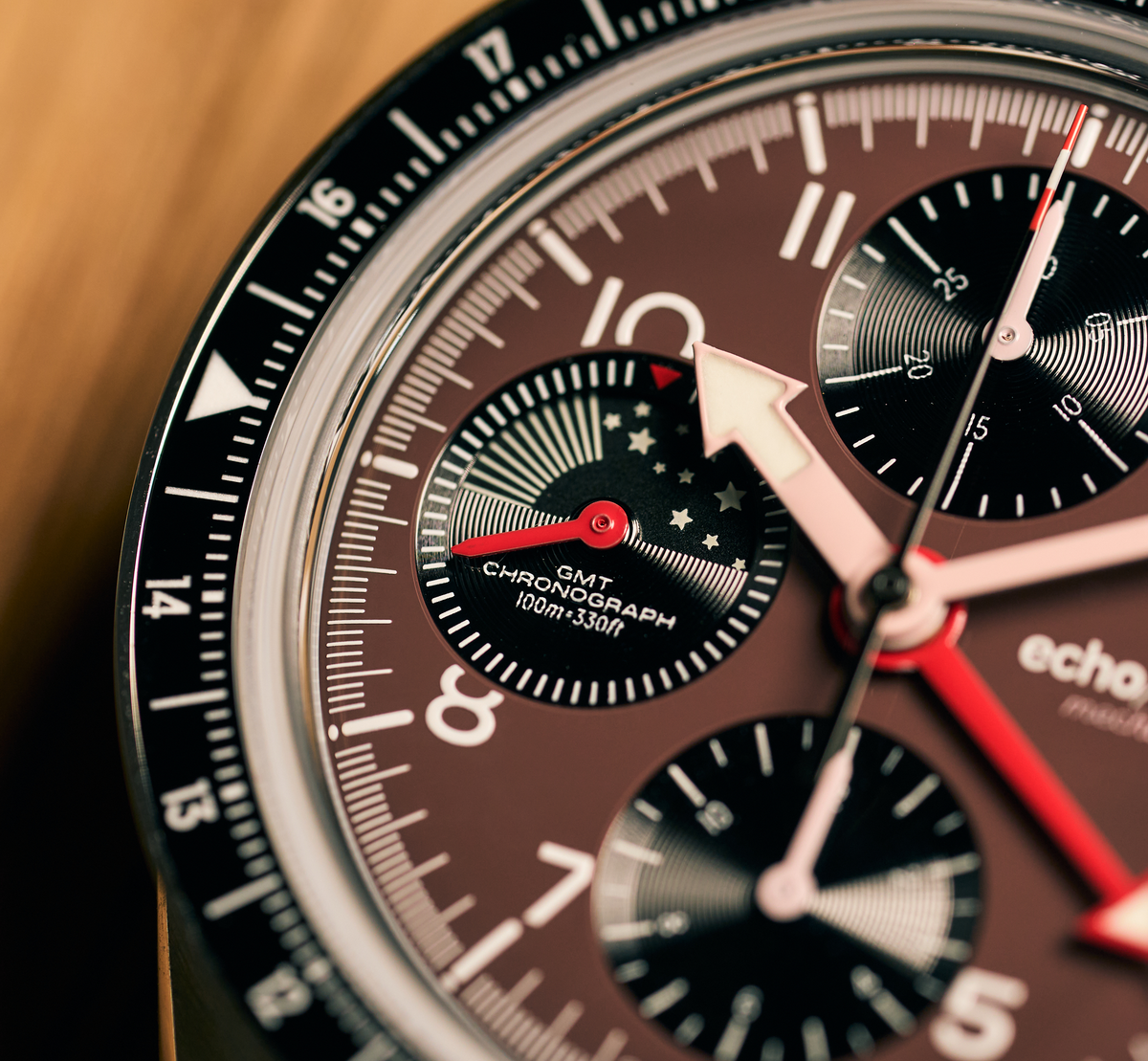 1956 Chrono GMT Purple - Cinturino in pelle di Bufalo Inglese Borgogna / Cinturino Tropical in gomma nera