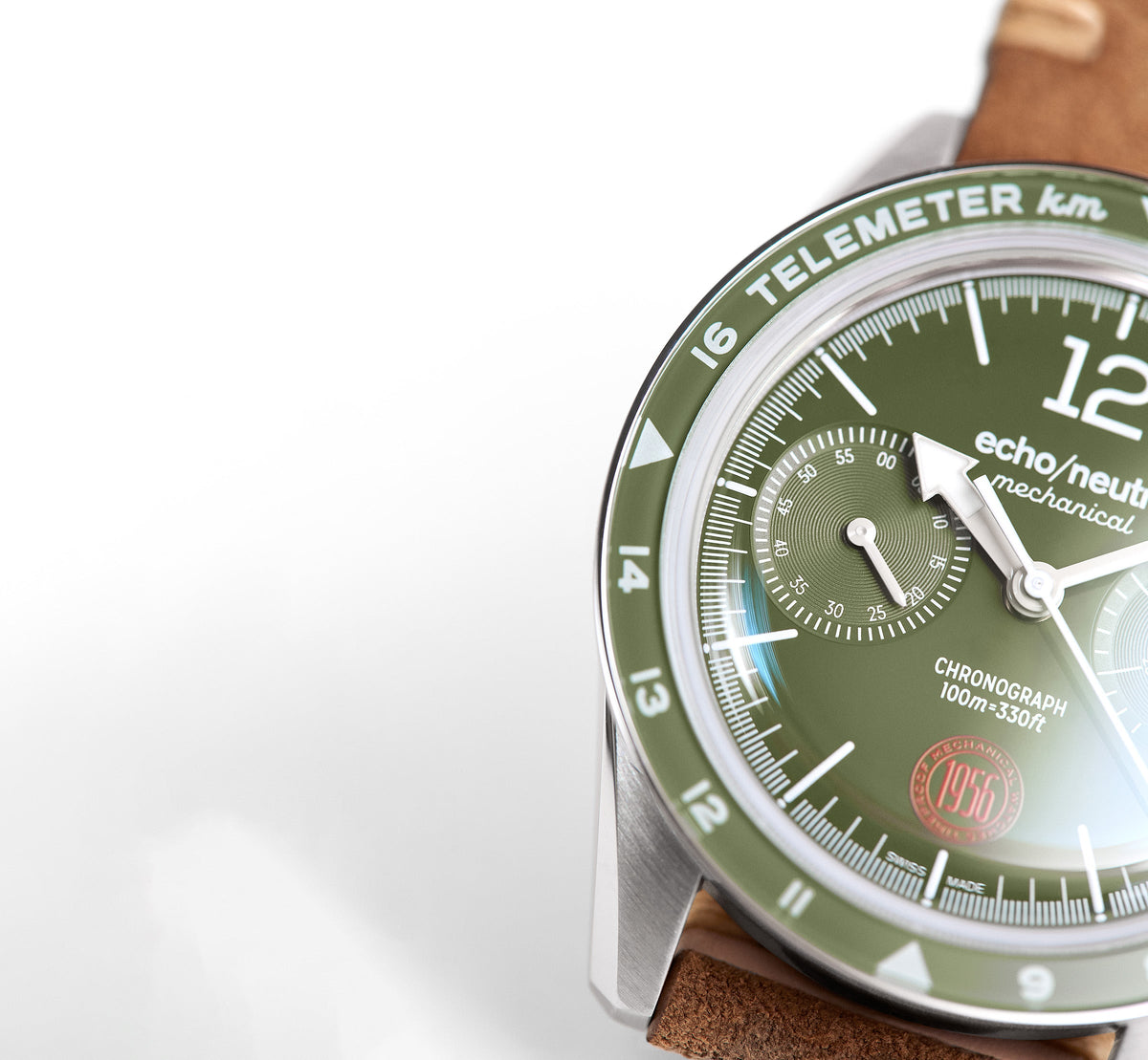 1956 Cronografo Alpine Green - "Tobacco" Vintage Suede / Scamosciato vintage “Tabacco”