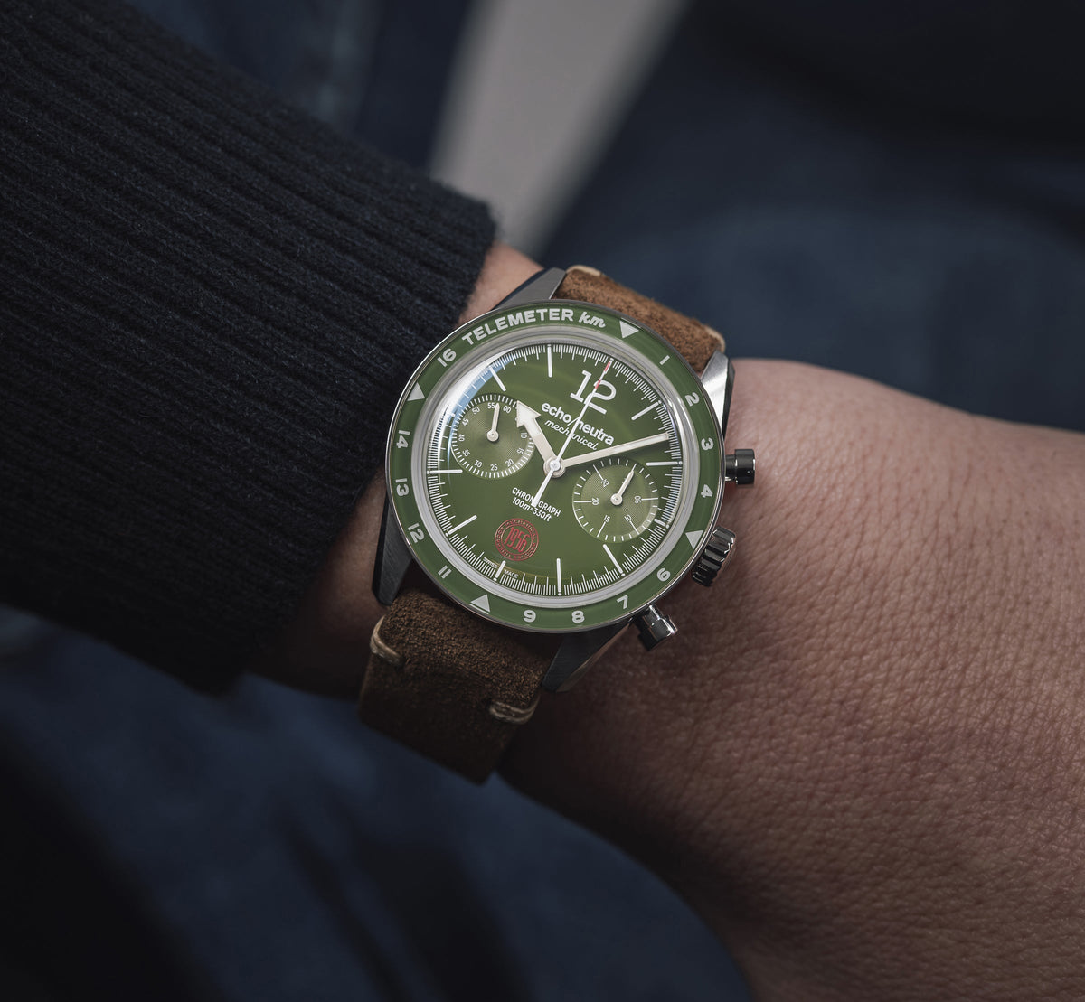 1956 Cronografo Alpine Green - "Tobacco" Vintage Suede / Scamosciato vintage “Tabacco”