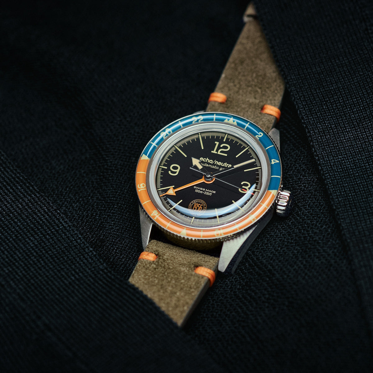 1956 GMT BLACK - Tropical in gomma nero / Pelle vintage nera