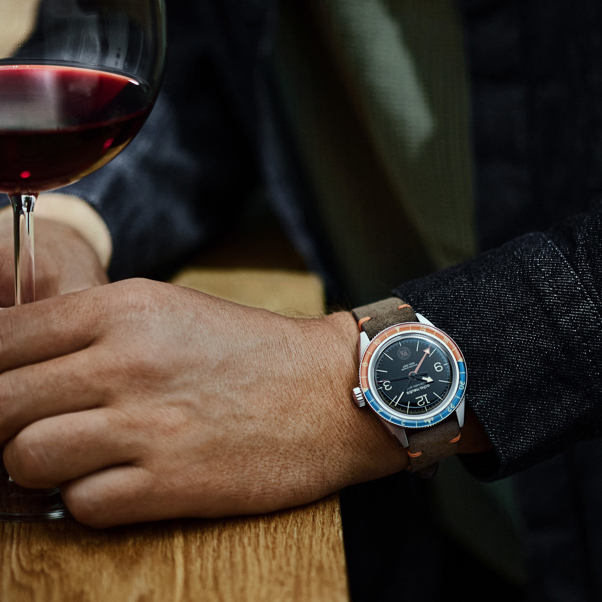 1956 GMT BLACK - Tropical in gomma nero / Pelle vintage nera