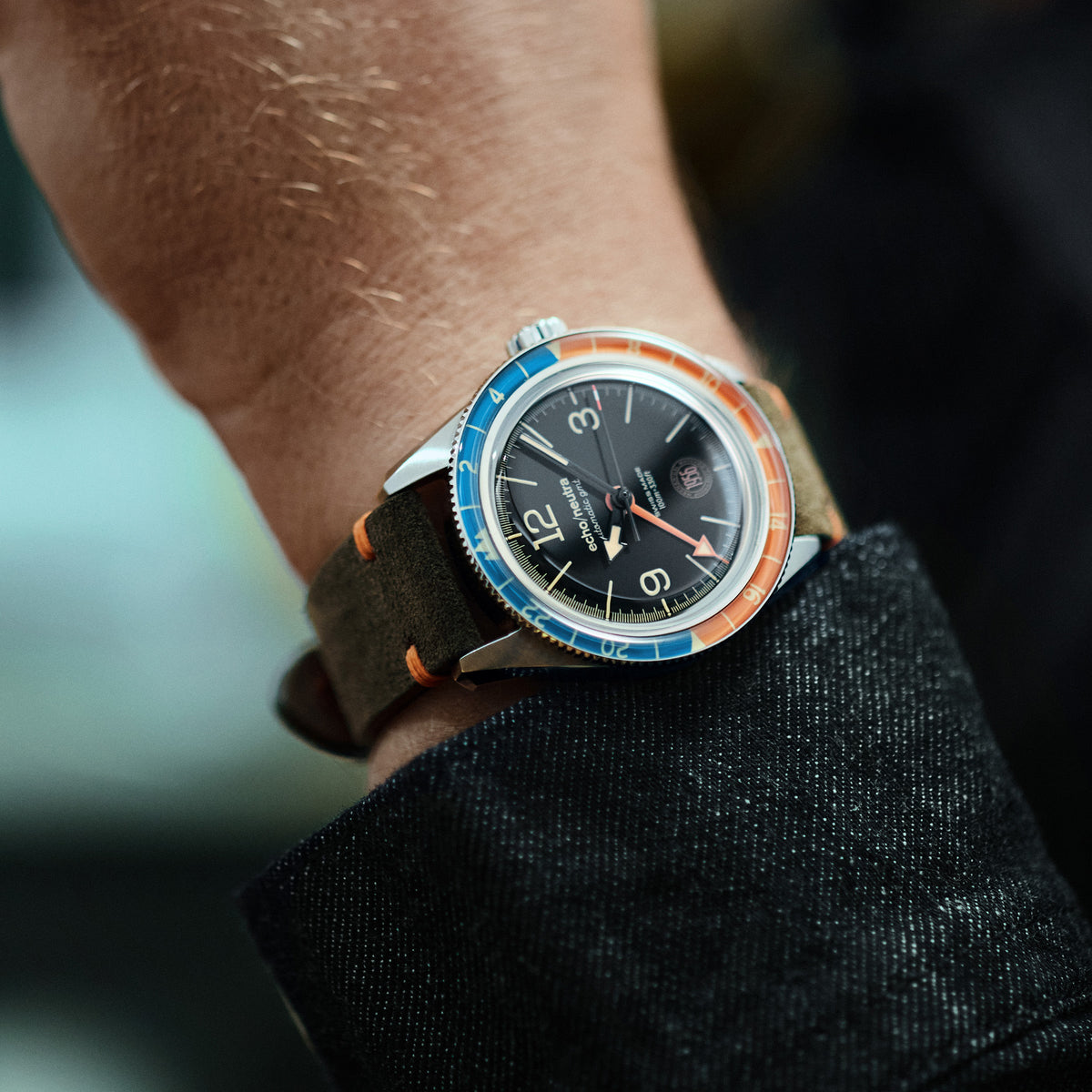 1956 GMT BLACK - Tropical in gomma nero / Pelle vintage nera