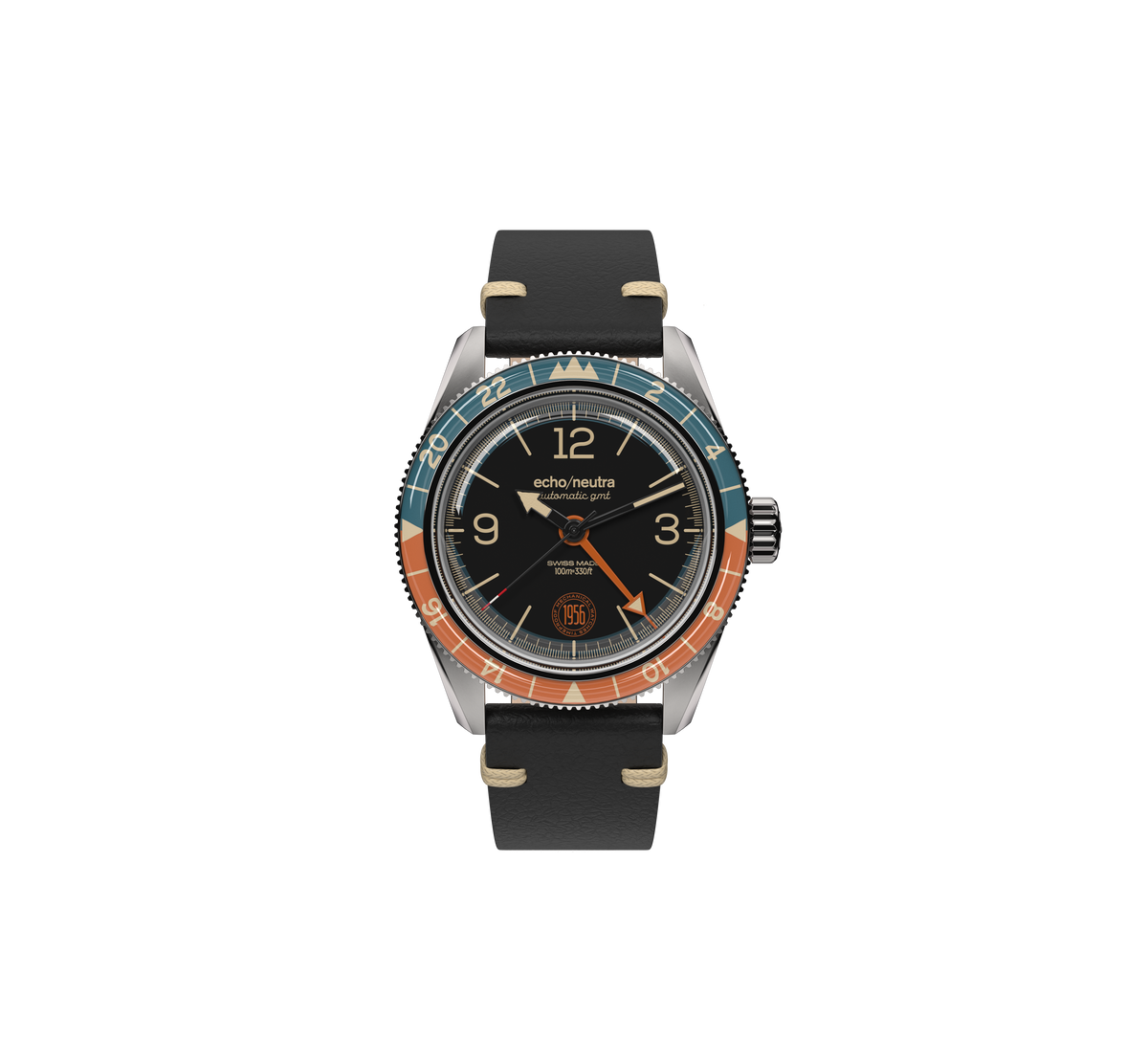 1956 GMT BLACK - Tropical in gomma nero / Pelle vintage nera