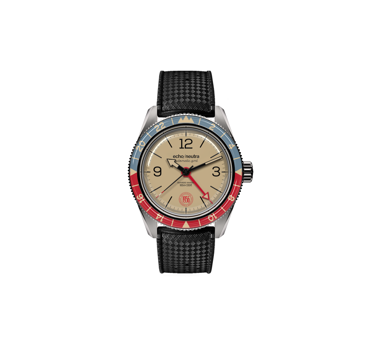 1956 GMT KHAKI - Tropical in gomma nero / Pelle vintage nera