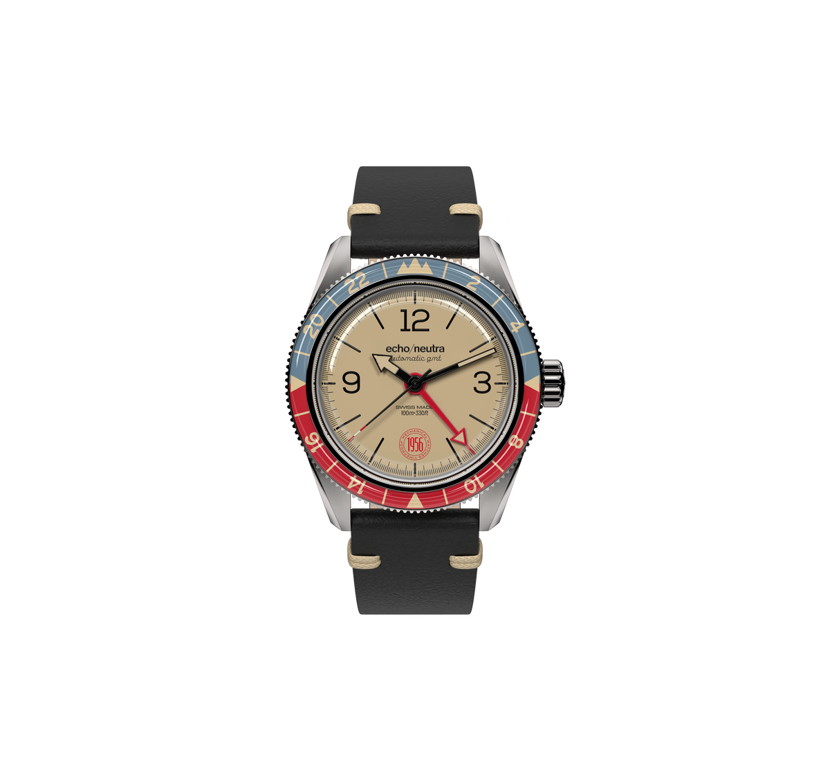 1956 GMT KHAKI - Tropical in gomma nero / Pelle vintage nera