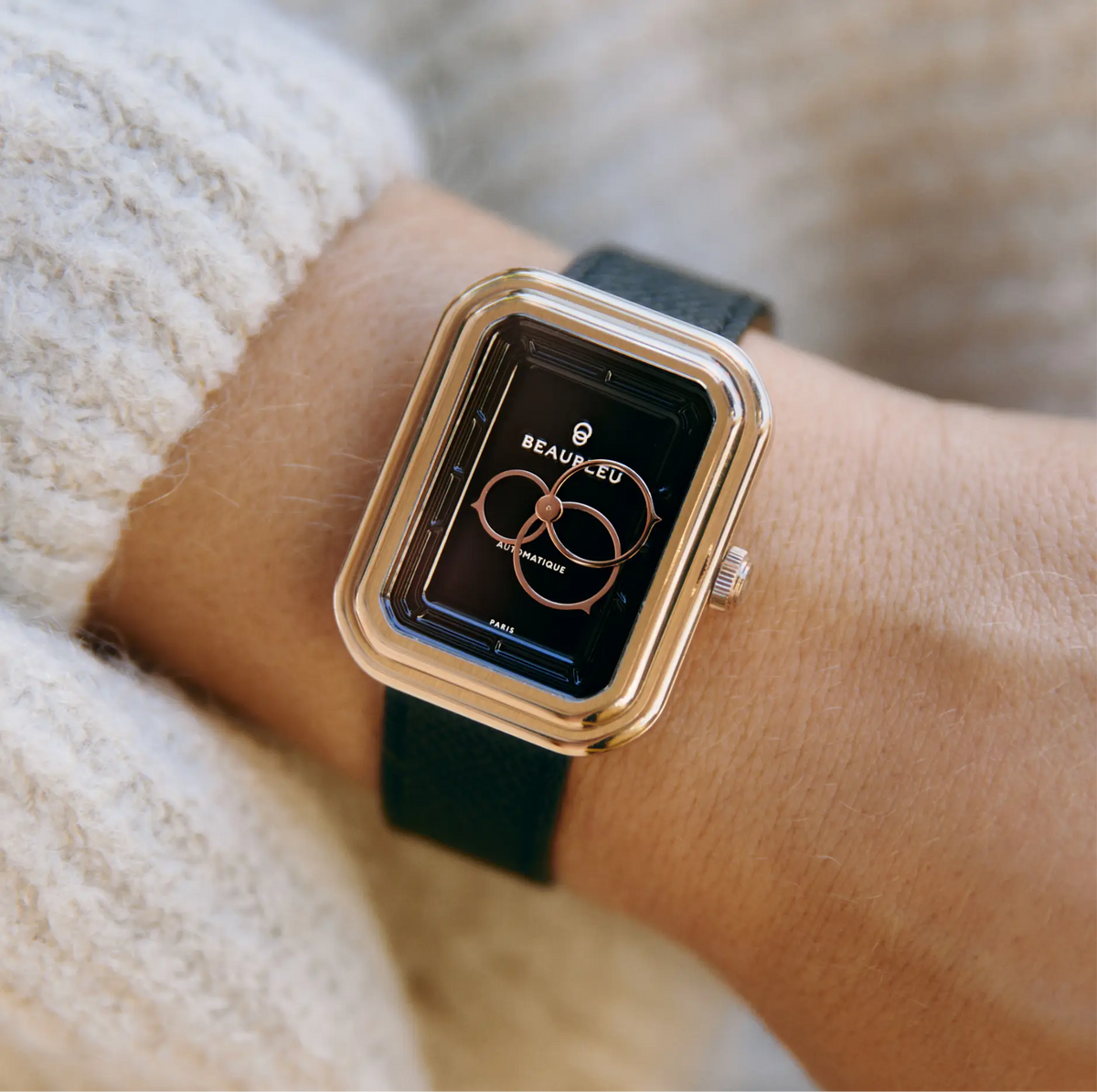 Ecce Figura Onyx - Rose Gold Steel Strap