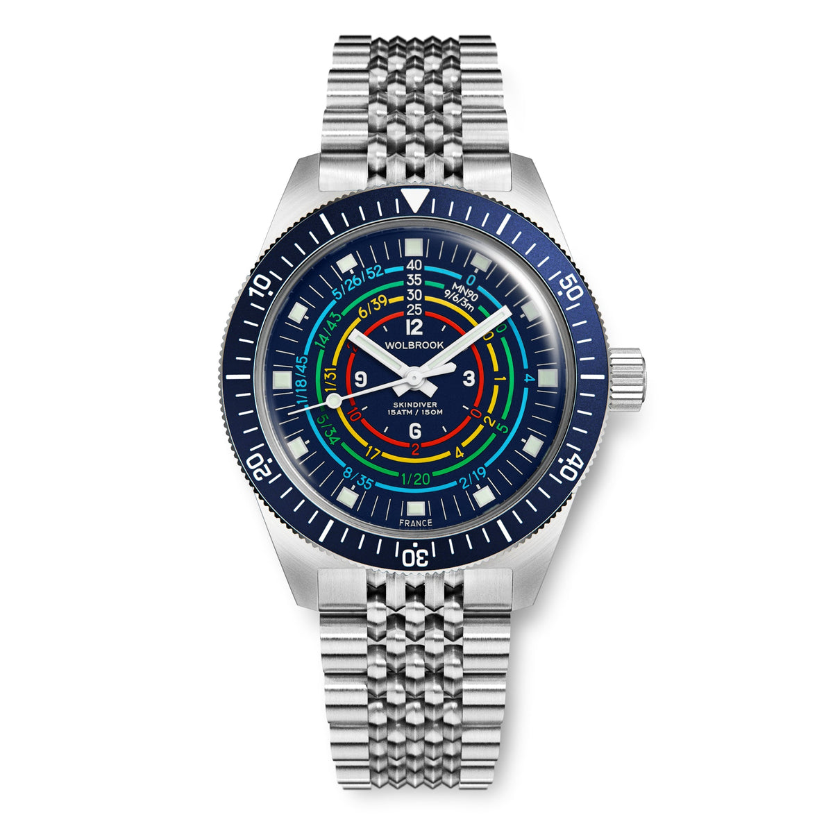 Skindiver Decompression Automatic Watch - MN90 - Blue - Dark Blue "Tropic" Rubber Strap