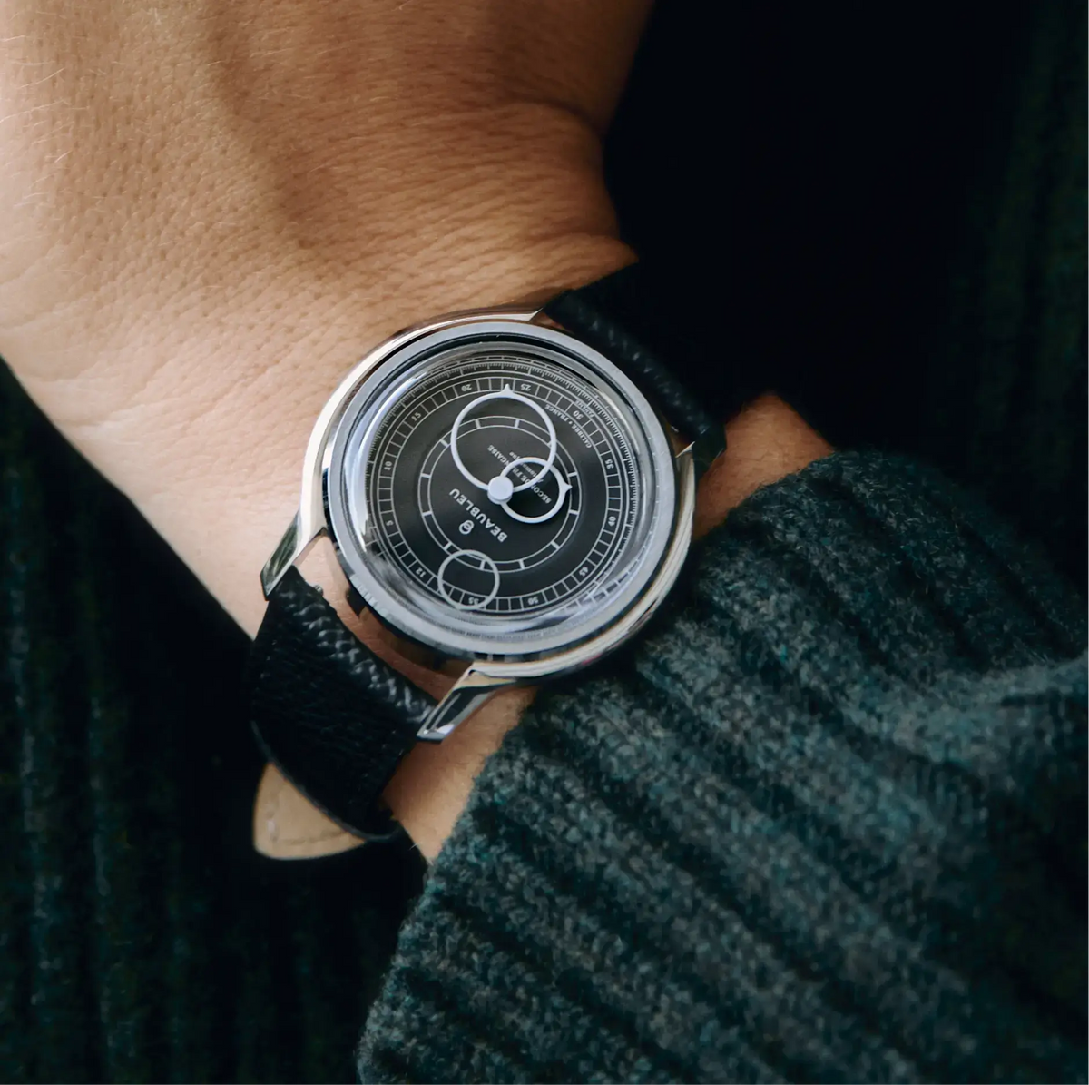 Seconde Française 19.24 | Anthracite Gray - Leather strap - Grained Black