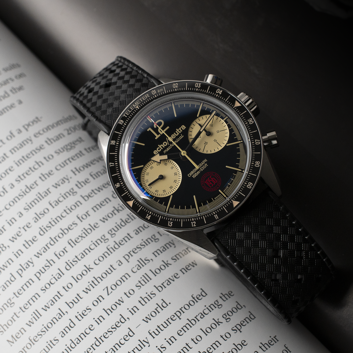 1956 Cronografo Nero - Tropical in gomma nero / Bufalo acquatico nero