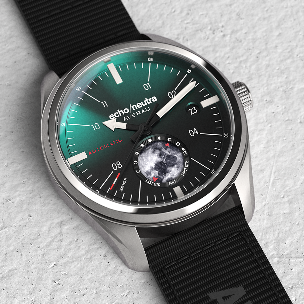 AVERAU 39 Moon phase "Big Moon" Green Degradè - Pelle di bufalo acquatico nero