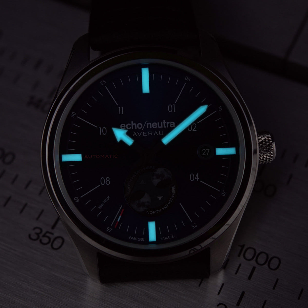 AVERAU 39 Fasi Lunari Blu - Pelle di bufalo acquatico nero,