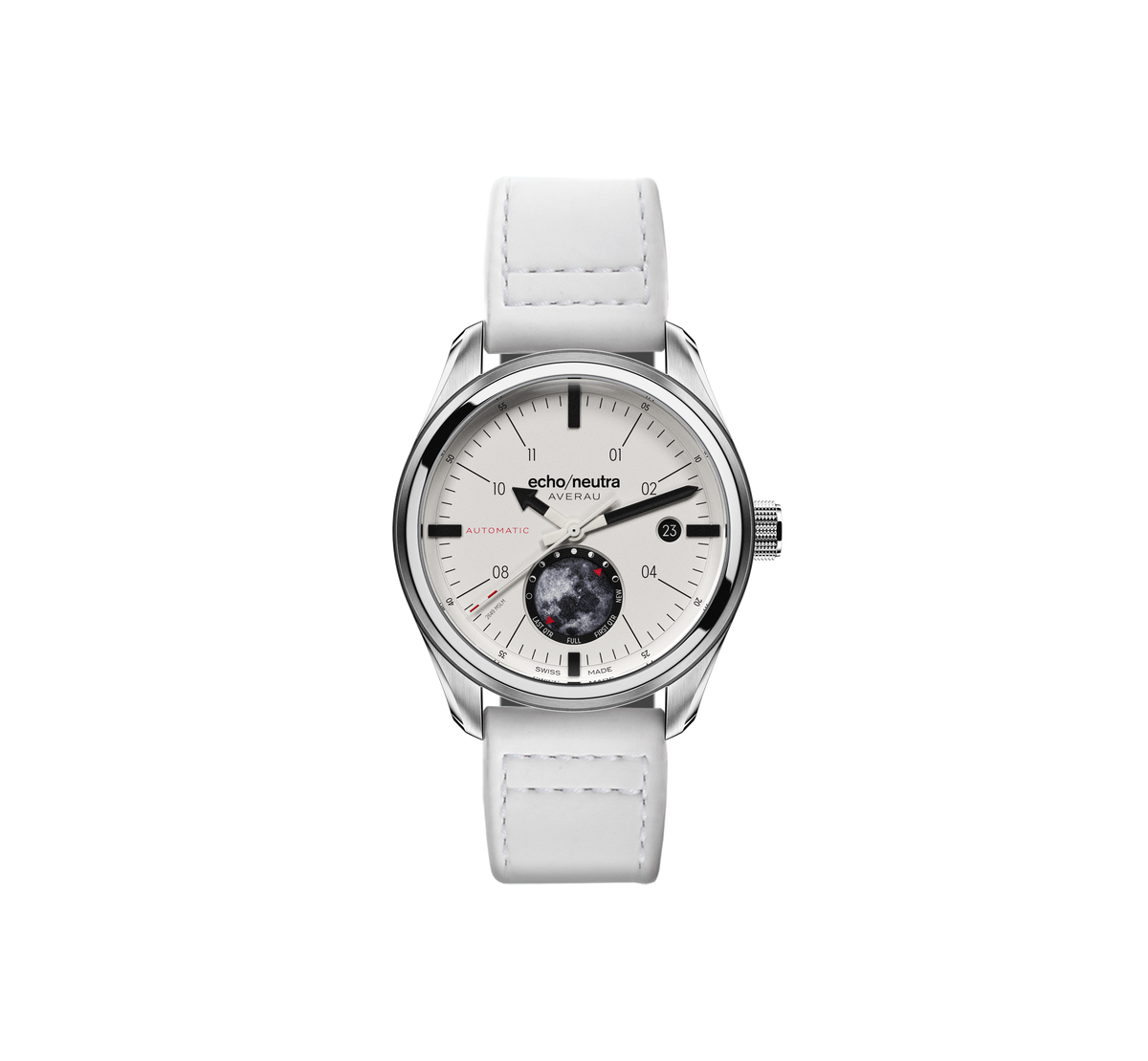 AVERAU 39 Fasi Lunari “Big Moon” Bianco - Black water buffalo leather