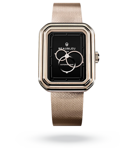 Ecce Figura Onyx - Rose Gold Steel Strap