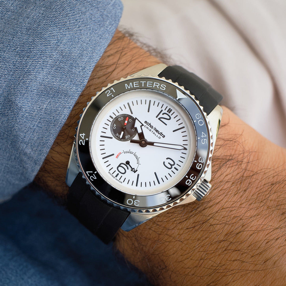 CRISTALLO Diver Professionale Bianco - Bracciale in acciaio 316L