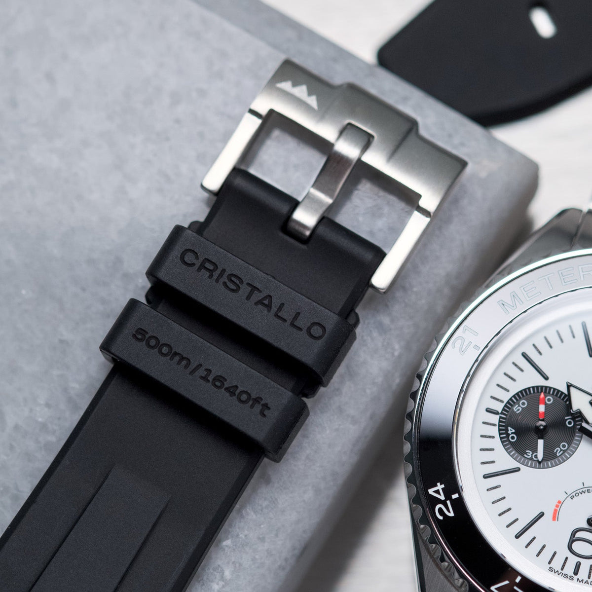 CRISTALLO Diver Professionale Bianco - Bracciale in acciaio 316L
