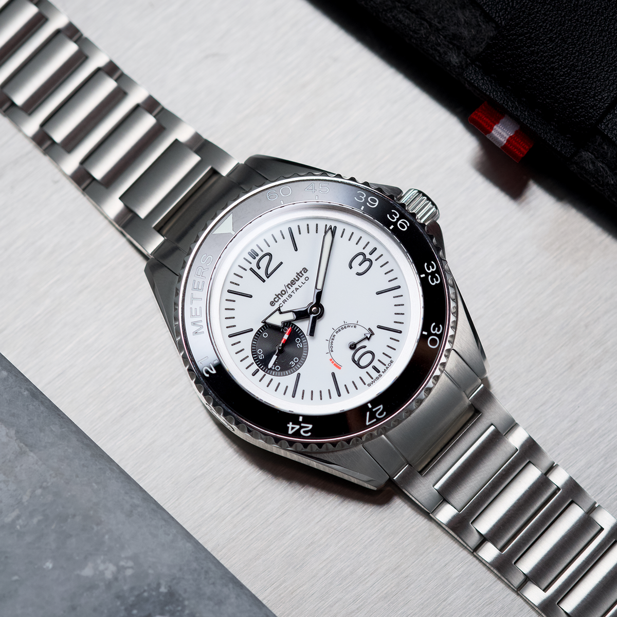 CRISTALLO Diver Professionale Bianco - Bracciale in acciaio 316L