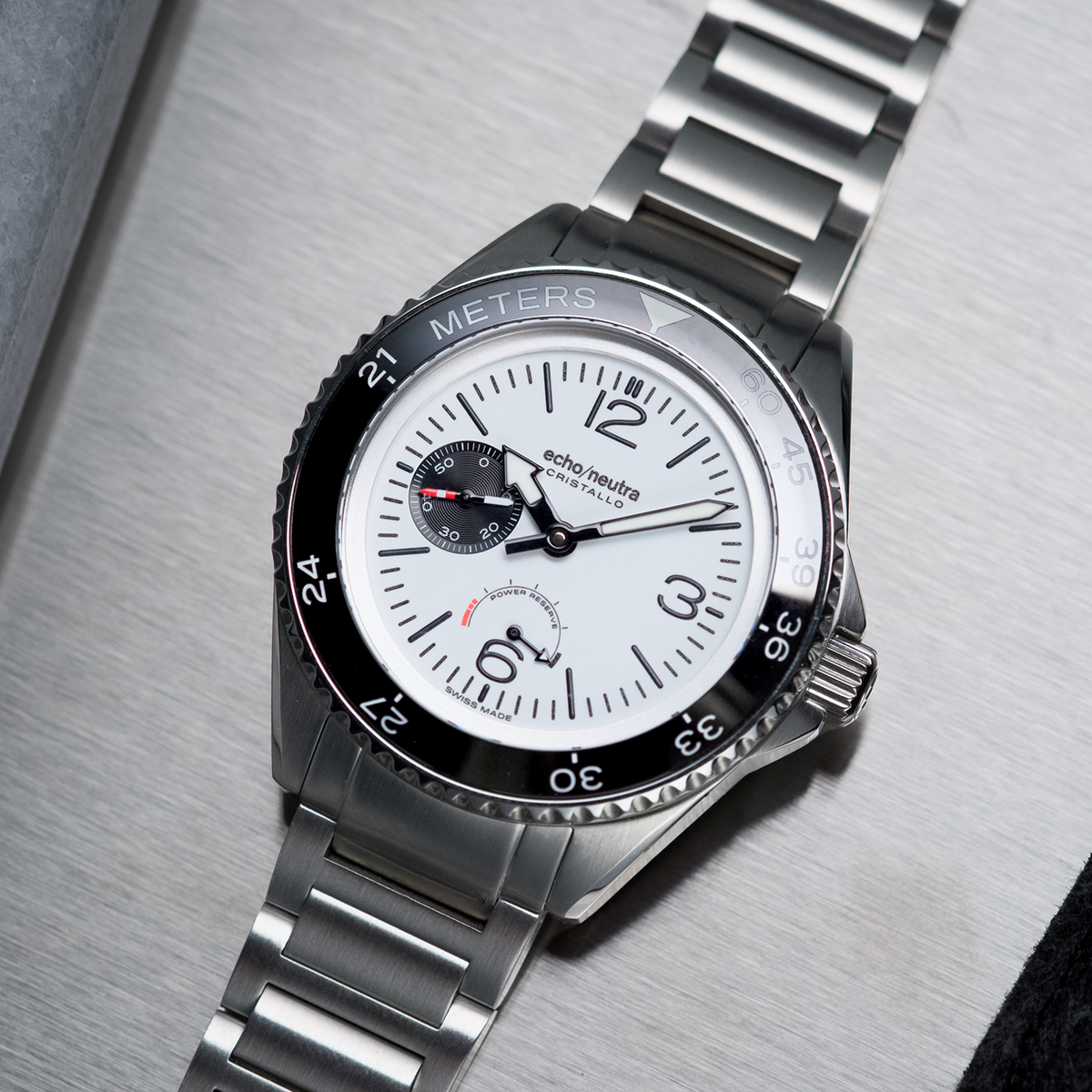 CRISTALLO Diver Professionale Bianco - Bracciale in acciaio 316L