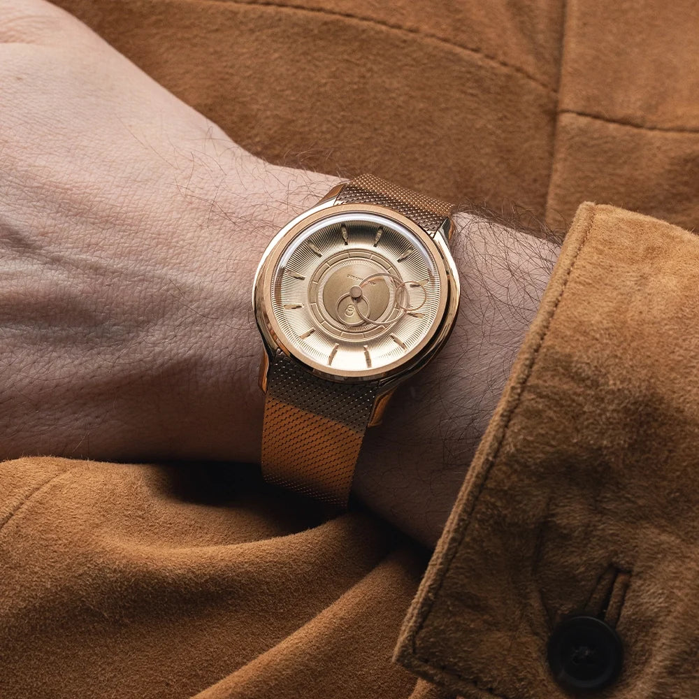 La Pièce n°2 - Rose Gold - Leather strap - Grained Black