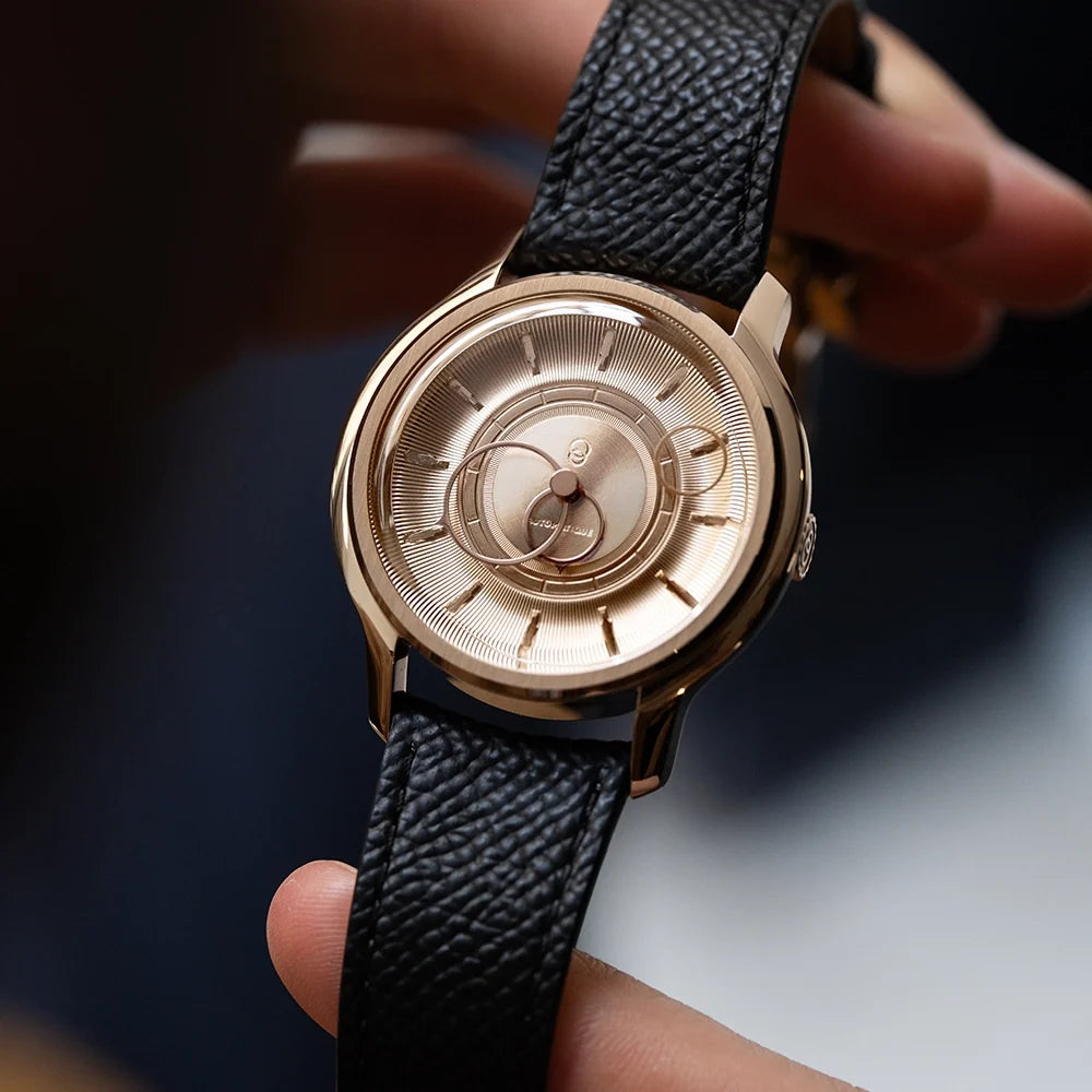 La Pièce n°2 - Rose Gold - Leather strap - Grained Brown
