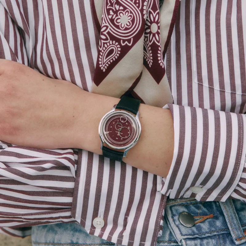 La Pièce n°1 - Burgundy - Leather strap - Grained Black