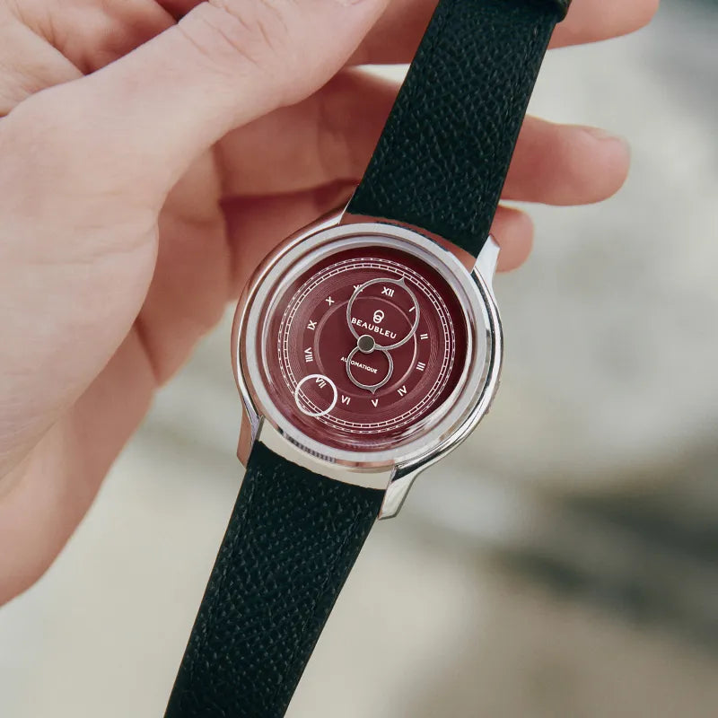 La Pièce n°1 - Burgundy - Leather strap - Grained Black