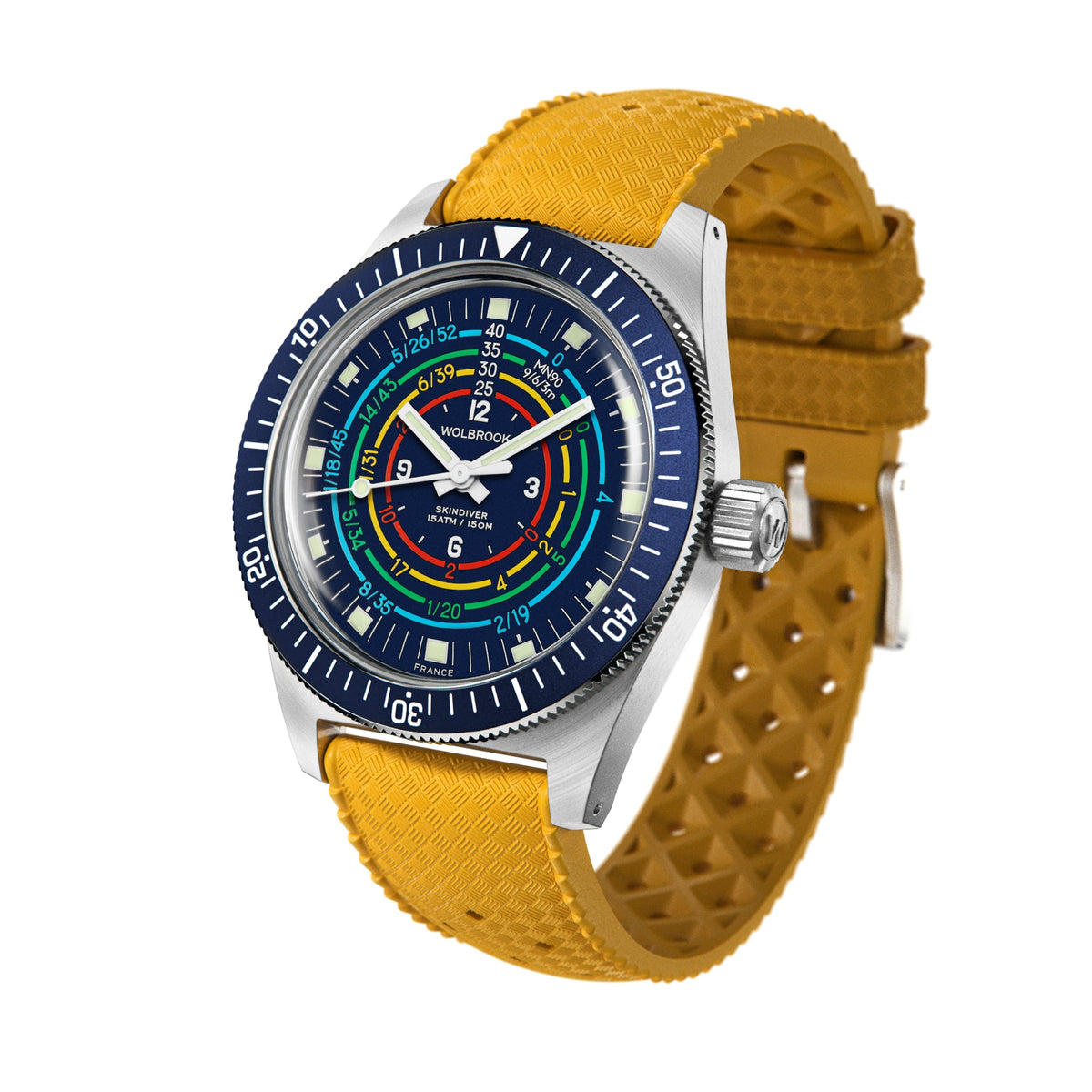 Skindiver Decompression Automatic Watch - MN90 - Blue - Dark Blue "Tropic" Rubber Strap