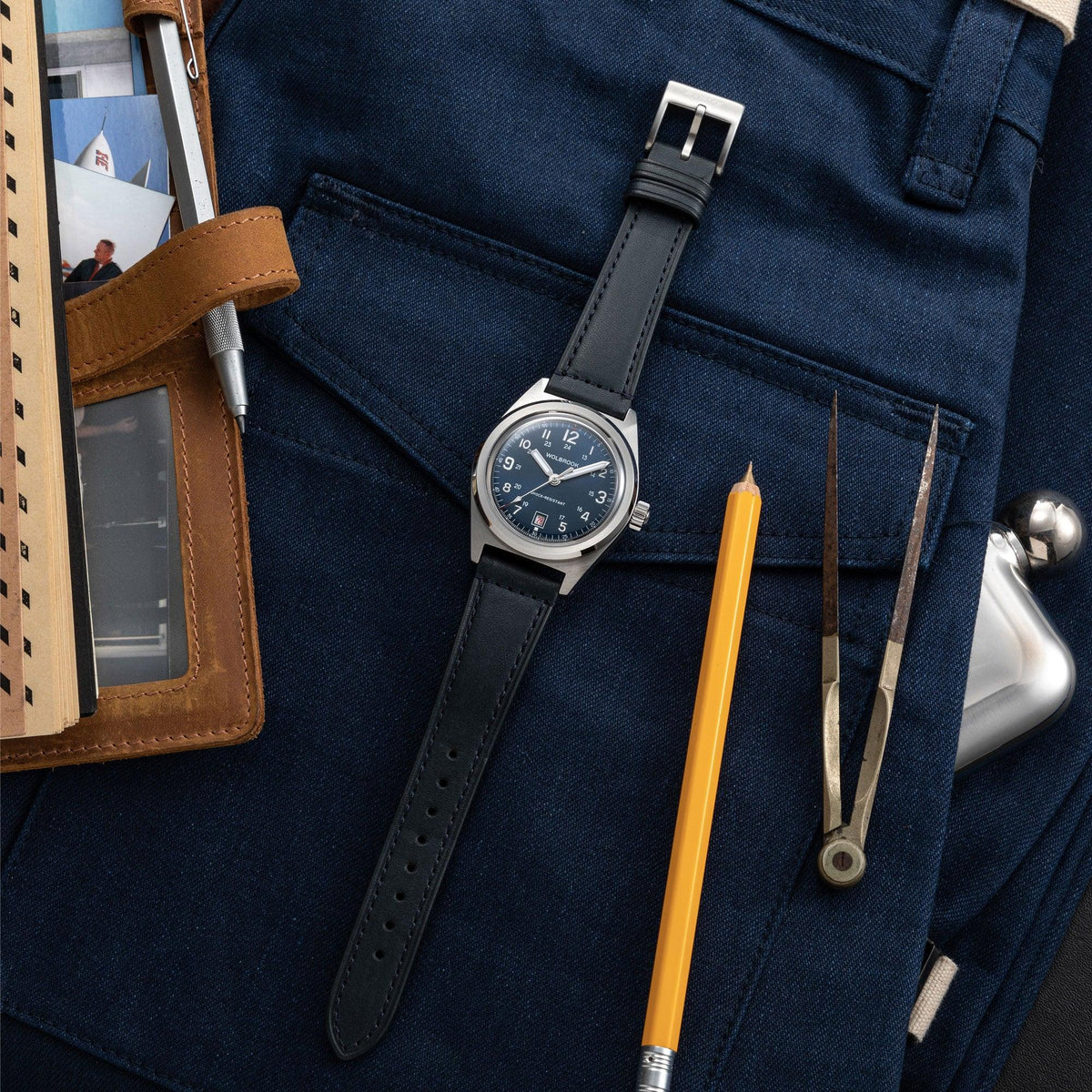 Outrider Automatic Watch – Blue - Blue Leather Strap