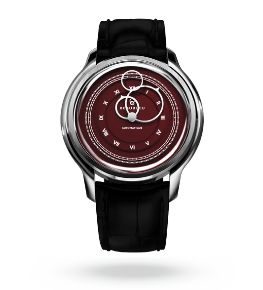 La Pièce n°1 - Burgundy - Leather strap - Caiman Black