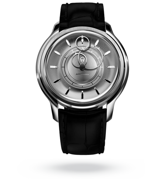 La Pièce n°2 - Silver - Leather strap - Caiman Black
