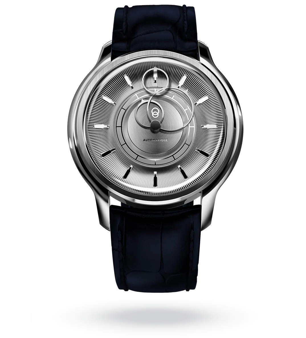 La Pièce n°2 - Silver - Leather strap - Grained Blue