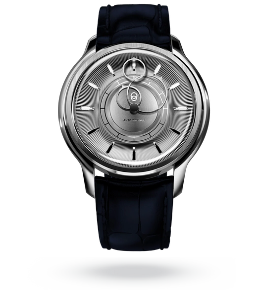 La Pièce n°2 - Silver - Leather strap - Caiman Blue