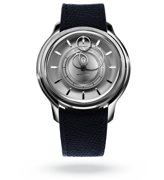 La Pièce n°2 - Silver - Leather strap - Grained Blue
