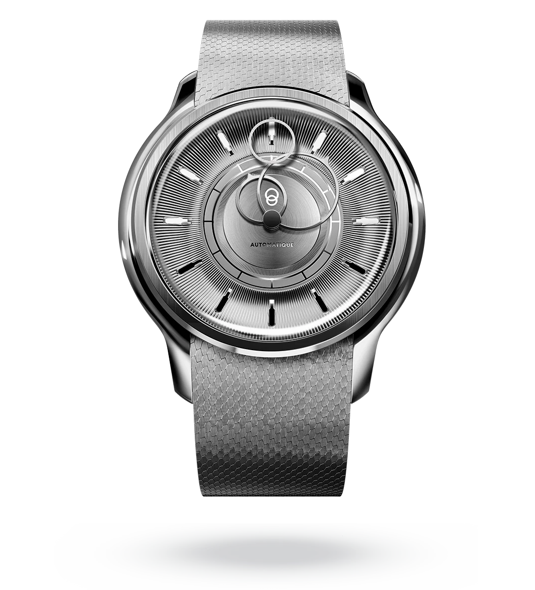 La Pièce n°2 - Silver - Leather strap - Grained Blue