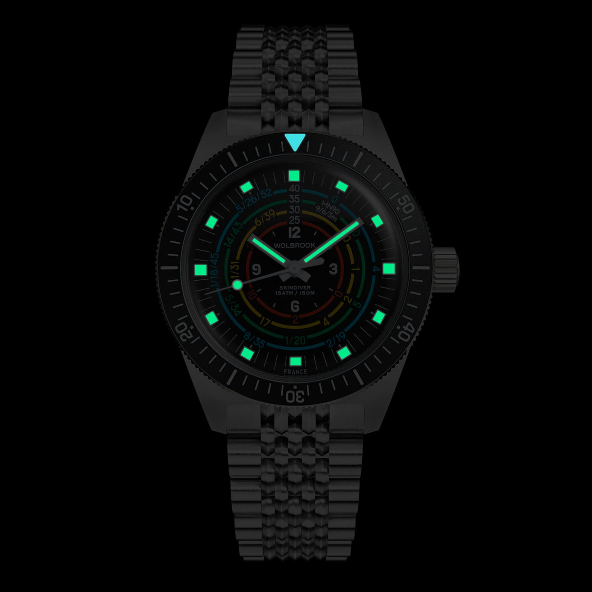 Skindiver Decompression Automatic Watch - MN90 - Sky Blue "Tropic" Rubber Strap
