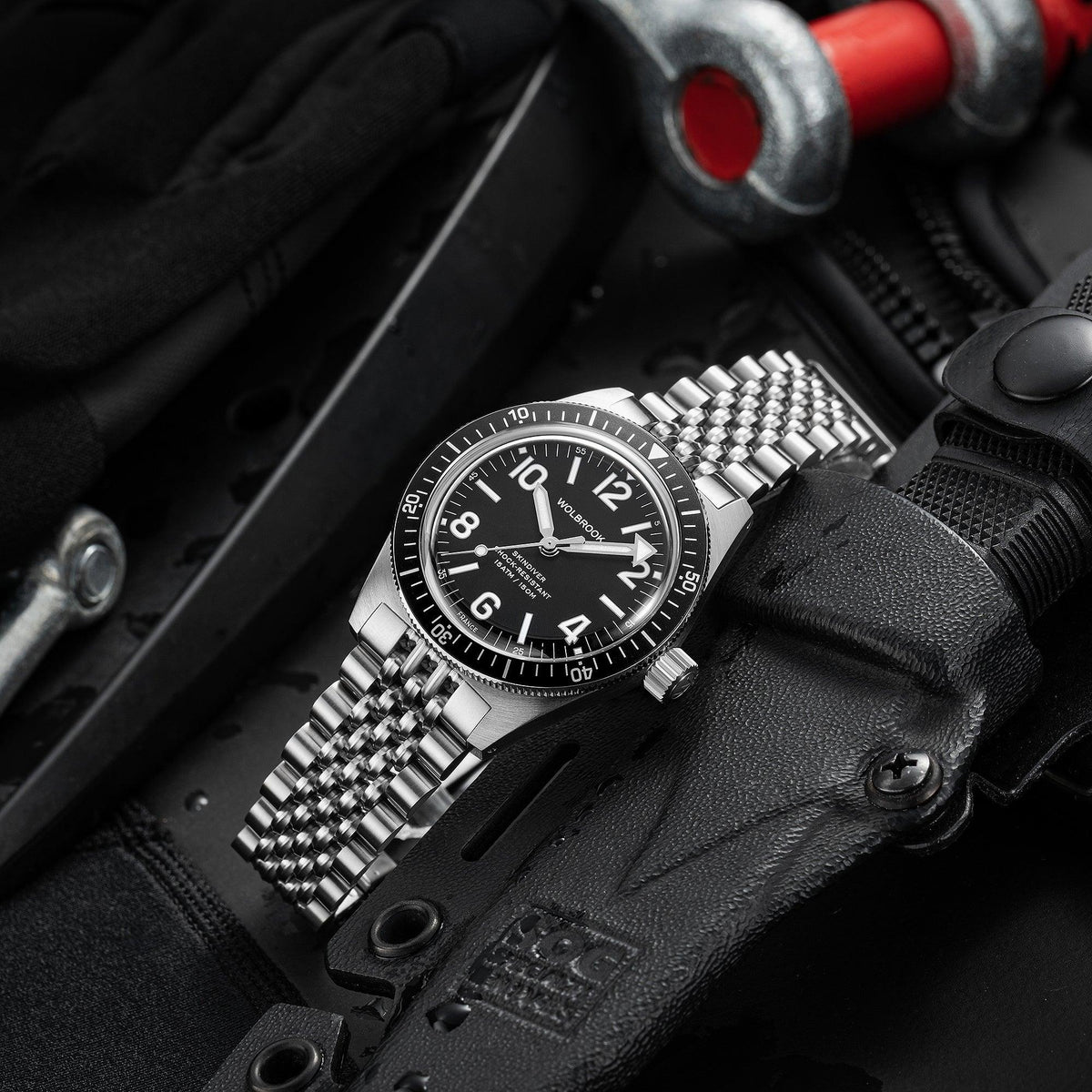 Skindiver Automatic Watch - Black Dial - Black "Tropic" Rubber Strap