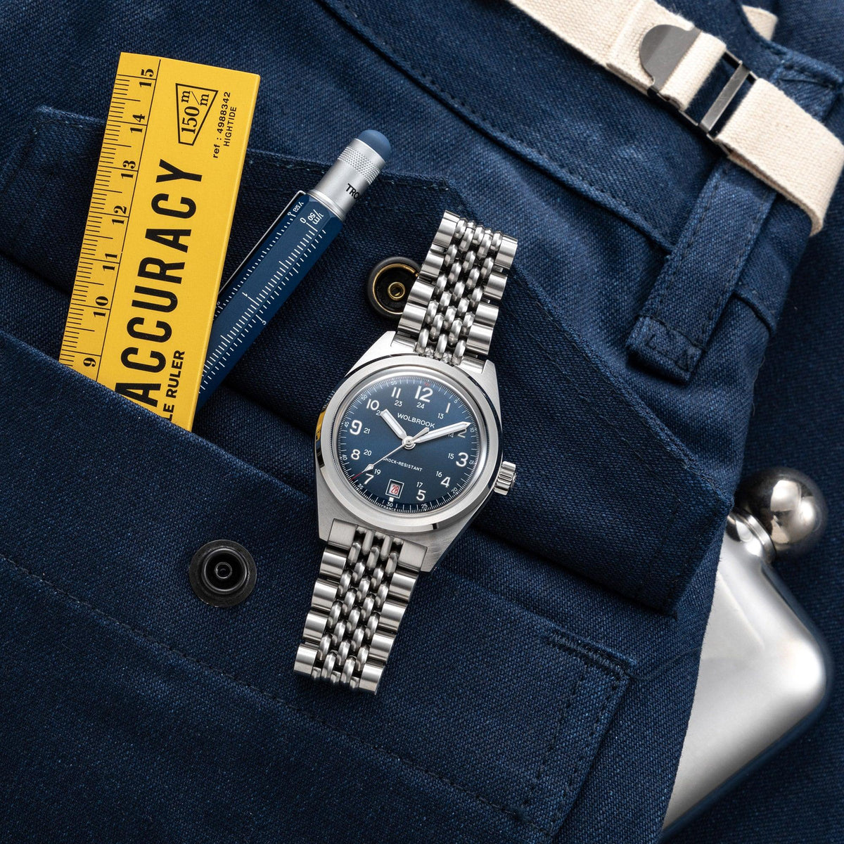 Outrider Automatic Watch – Blue - Blue Leather Strap