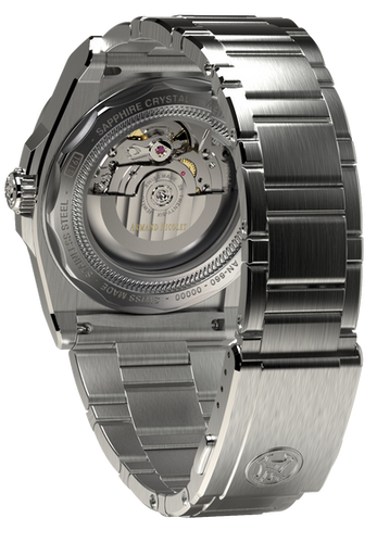 mechanical automatic black watch with stainless steel bracelet