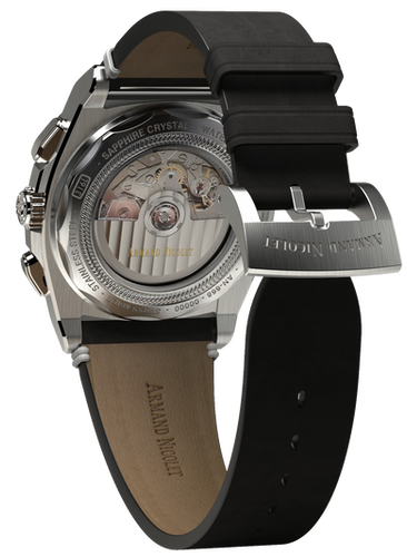 mechanical automatic black watch with black vintage calf strap