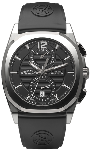 mechanical automatic black watch with black rubber strap