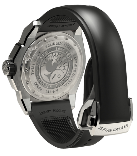 mechanical automatic green watch with black rubber strap