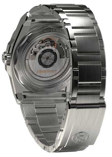 mechanical automatic black watch with stainless steel bracelet