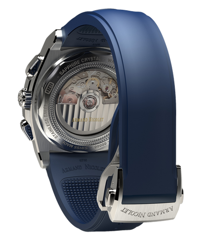 mechanical automatic blue watch with blue rubber strap
