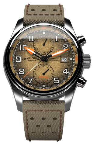 mechanical automatic beige & orange strap with khaki canvas strap